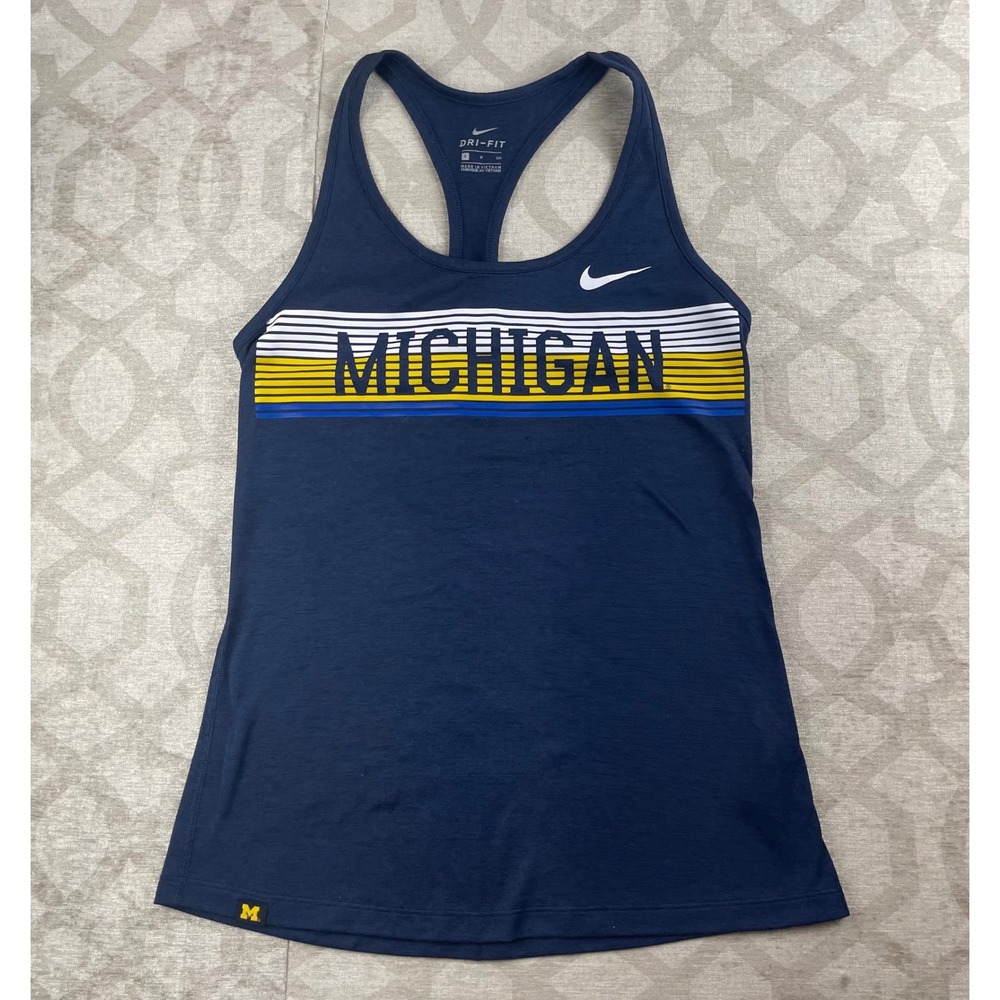 Nike Michigan Wolverines Women Small Navy Dri-FIT Racerback Training Tank Top